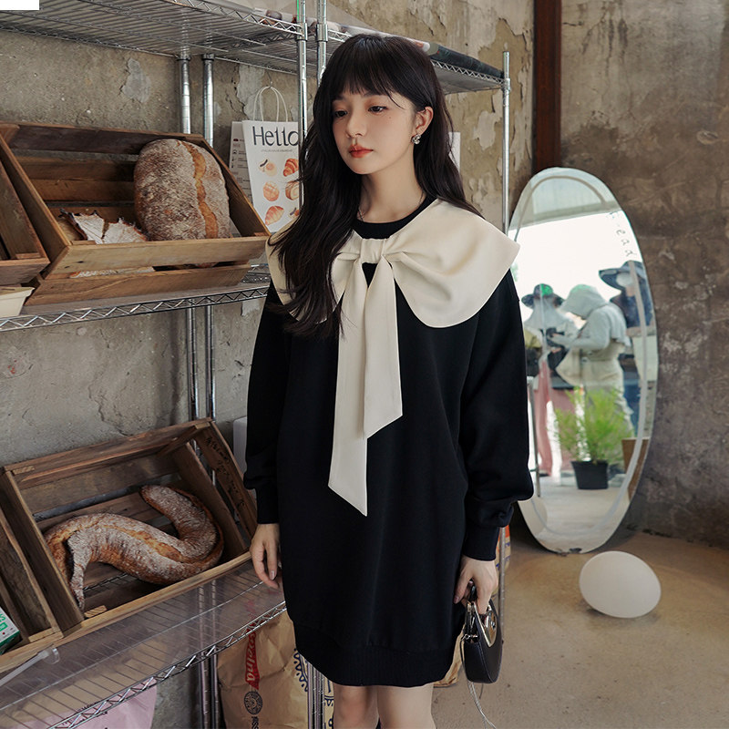 【新款】现货主推！160A-9117高品质蝴蝶结卫衣裙P115控168,女装连衣裙,浙宝168