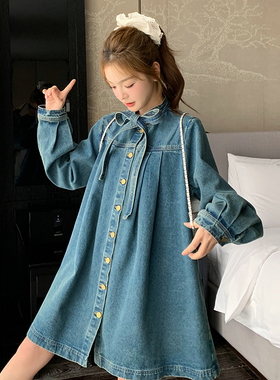 现货！168-H125蝴蝶结牛仔连衣裙P135控198