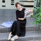 2025新款夏季松弛气质通勤风复古淡人穿搭木耳边装饰拼接连衣裙女，商品下架区，浙宝168