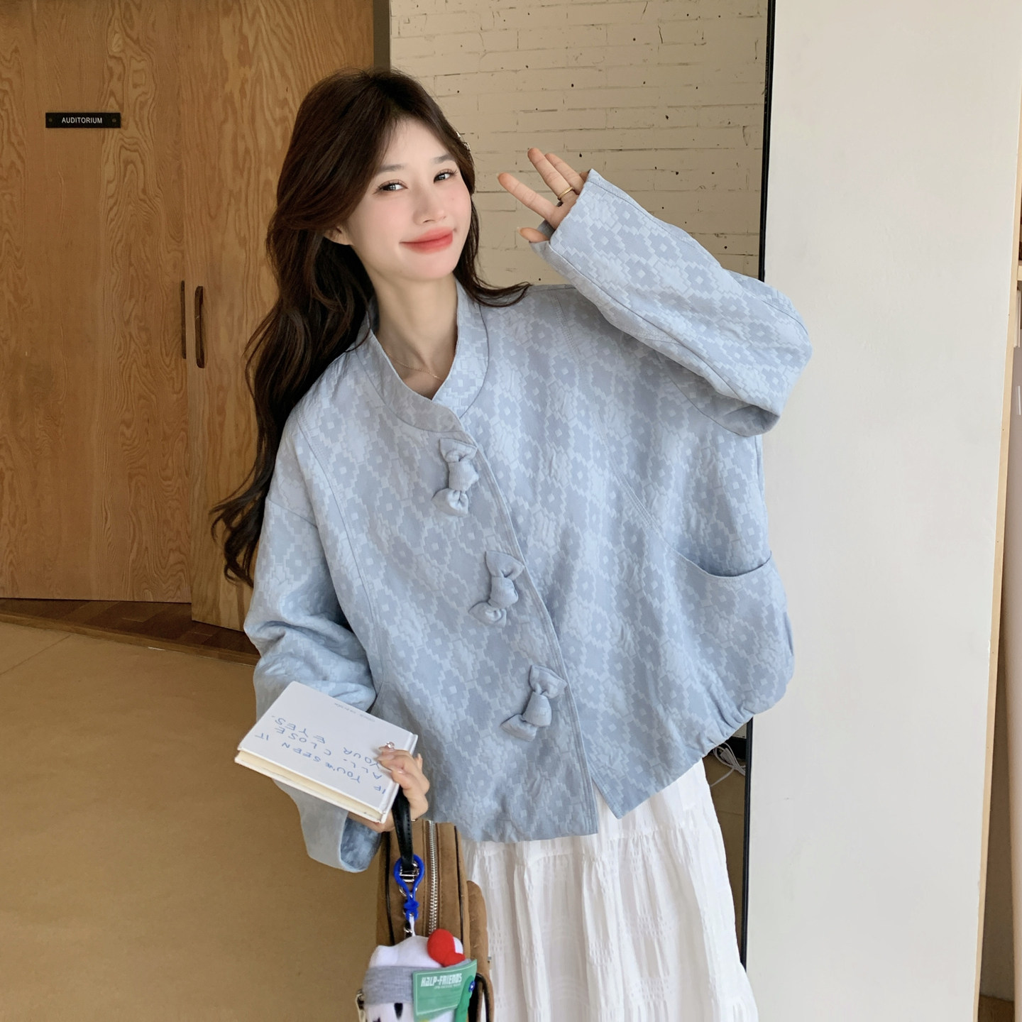 新款现货！ZB168-H618提花蝴蝶结扣外套P160控258，女装短外套，浙宝168