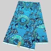 African Wax Fabric 涤纶穆斯林非洲蜡染布polyester 6码 超级蜡布