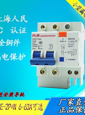 空气开关漏电保护器dz47LE2P 断路器C45 6A 10A  20A 2 1