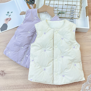 儿童女童外穿轻薄款羽绒服马甲背心小女孩内穿保暖坎肩90白鸭绒