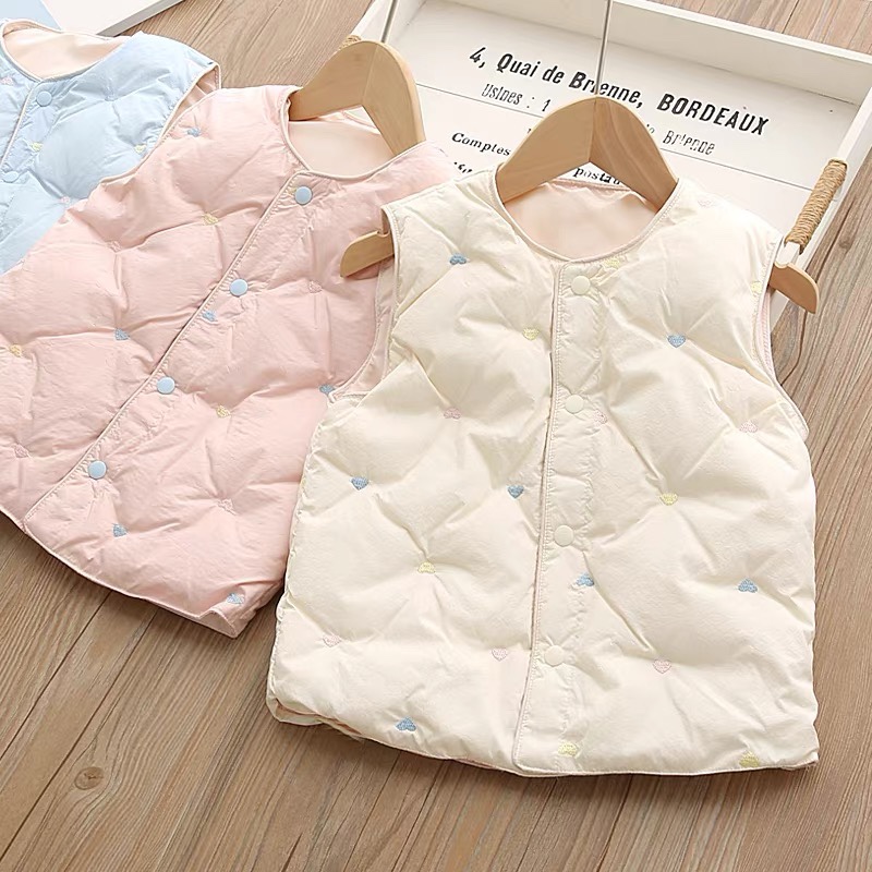 90白鸭绒 男女童羽绒马甲 儿童宝宝多色卡通保暖g内胆背心冬新款