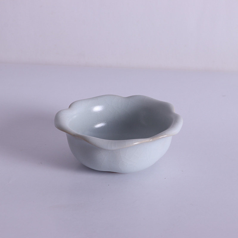 O问鼎汝窑鼎峰汝瓷老款 开心杯 月白 仿宋开片汝窑瓷品茶杯茶杯子