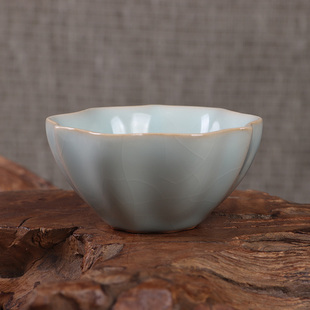 O问鼎汝窑鼎峰 三叶杯 天青 台湾仿宋开片汝窑品茶杯子