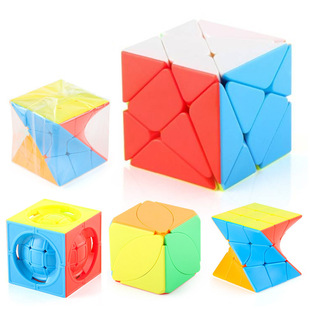 扭曲斜转三阶魔方枫叶变换实色顺滑旋转异形魔方减压指尖魔方玩具
