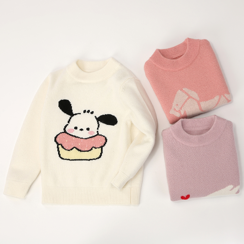 女童羊绒衫卡通图案儿童毛衣加厚套头2024新款中小童宝宝羊毛衫冬