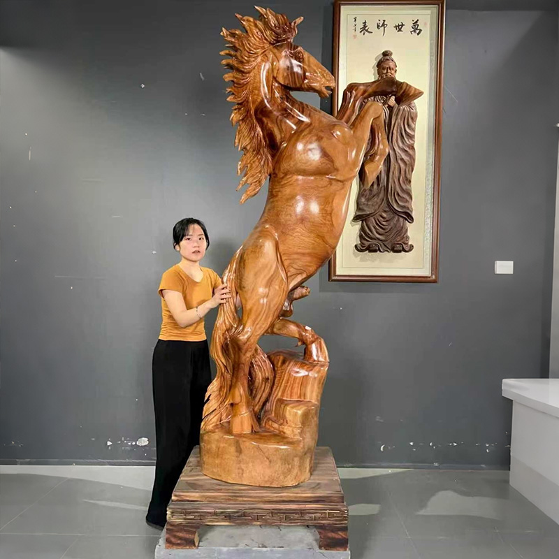 马到成功天然树根底座摆件家用