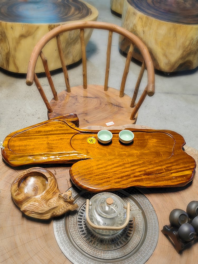 整块实木根雕茶盘小叶桢楠木质排水中式茶艺茶室茶空间茶楼会所