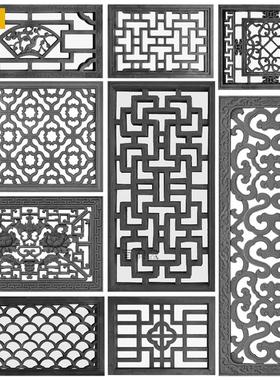 仿古镂空砖雕窗花中式长方形水泥花格窗四合院透窗古建围墙装饰