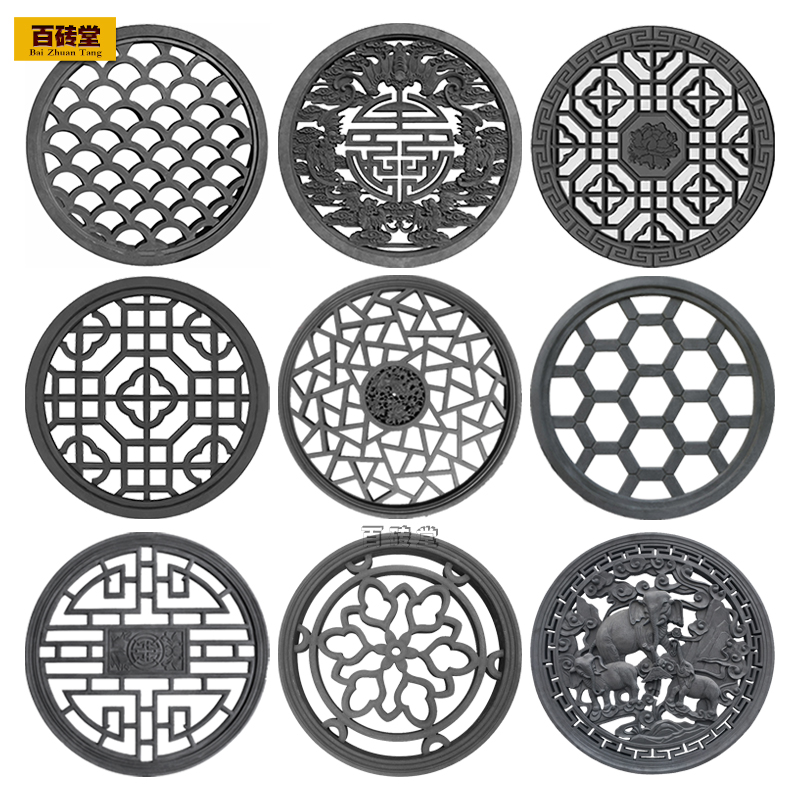 圆形镂空砖雕砖雕影壁墙围墙花窗