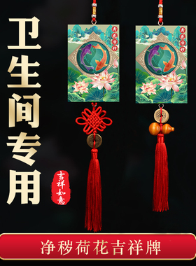 卫生间在西北角东北正北挂件净秽荷花九鲤鱼图厕所门对门五帝钱