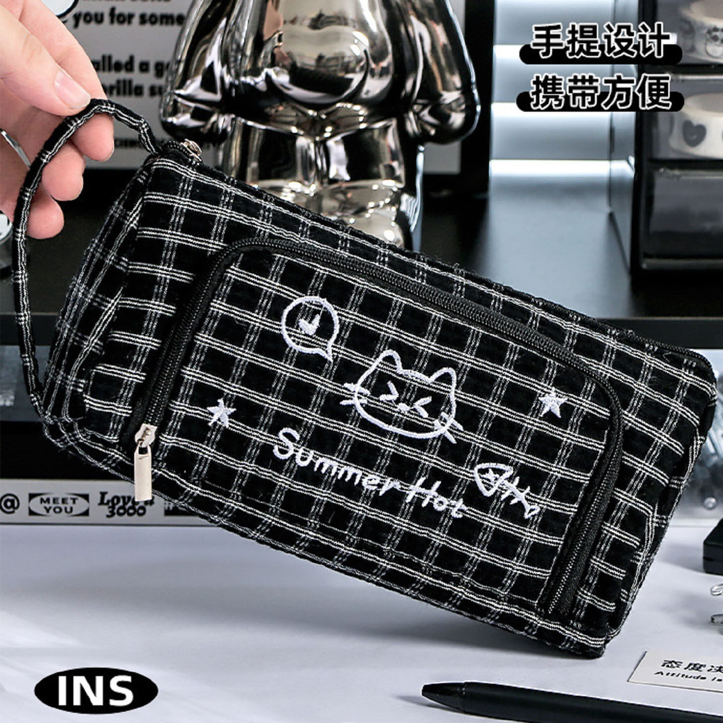 笔袋女小学生2026新款大容量文具盒高颜值初中生手提袋铅笔盒简约