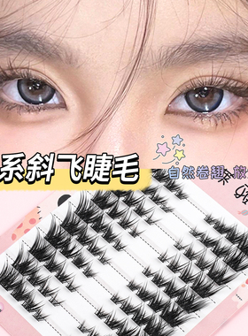 眸莱雅狐系假睫毛女斜飞分段轻欧美妆浓密加长卷翘眼睫毛柔软日系