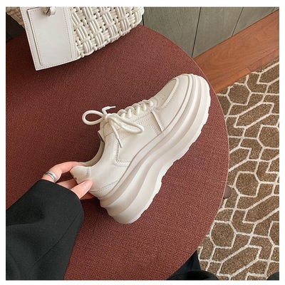 10厘米内增高女鞋小白鞋2025秋季新款厚底高级感小个子白色松糕鞋