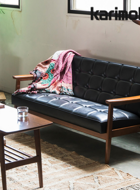 KARIMOKU60日本双人扶手椅北欧日式小户型休闲椅简约复古沙发椅