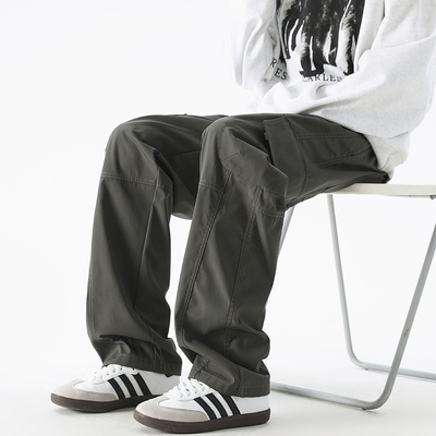 秋冬加绒工装裤子男款大码宽松直筒冲锋裤防撕裂耐磨耐脏劳保长裤