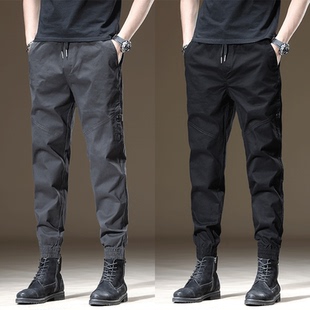 秋季 新款 修身 清仓工装 复古痞帅哈伦男裤 男士 弹力束脚纯棉休闲裤 裤