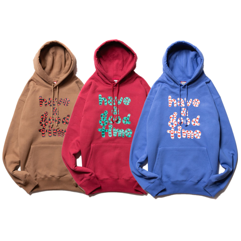 现货正品 have a good time 圣诞糖果印花宽松休闲帽衫套头卫衣男