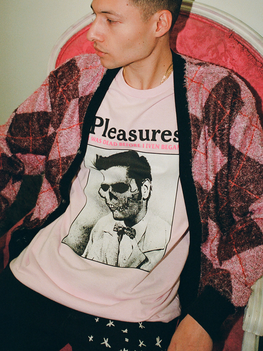 PLEASURES骷髅人像印花短袖T恤男