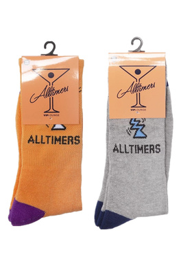 现货 ALLTIMERS ACTION 美潮厚实提花LOGO滑板袜薄款运动袜情侣新