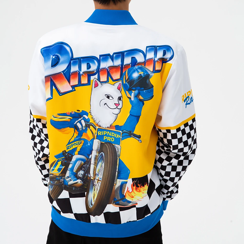 现货 ripndip 贱猫机车刺绣夹克外套 speed racing poly jacket