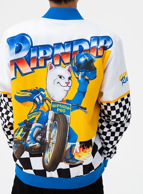 现货 RIPNDIP 贱猫机车刺绣夹克外套 SPEED RACING POLY JACKET