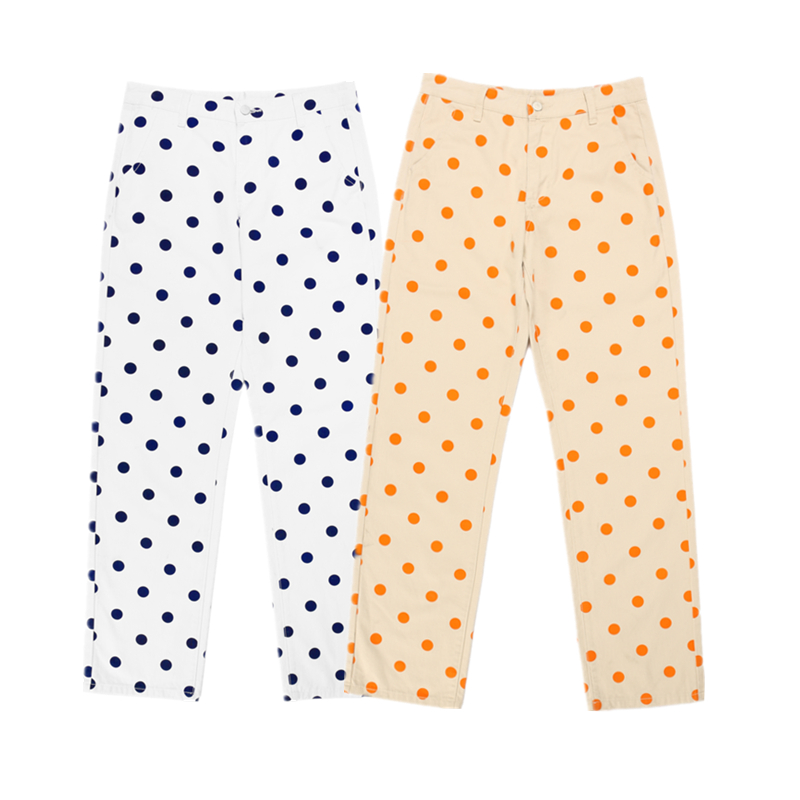 波点工装裤休闲裤现货帆布筒裤