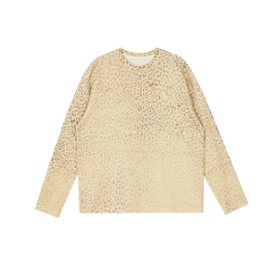 兔子满印树纹条纹豹纹华夫格宽松休闲长袖 T恤情侣 rabbits kahut