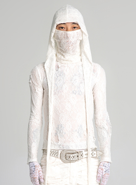AONE4SURE x ILOVEUIHATEYOU 联名蕾丝白色包头套面罩头纱帽套装