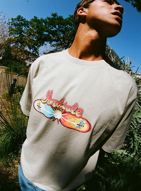 YARDSALE卡通小人印花World英国滑板复古宽松男女纯棉圆领短袖T恤