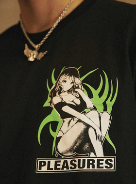现货PLEASURES BOSSY纯棉圆领宽松休闲短袖T恤二次元卡通印花男