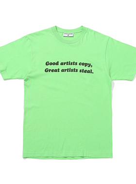 DEEP GRAND 艺术家标语做旧喷墨印花宽松休闲轻薄圆领短袖T恤夏季