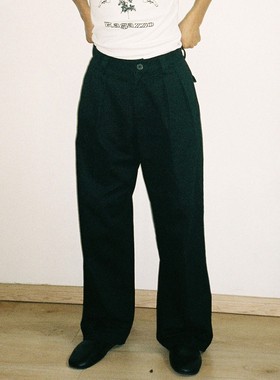 RAGAZZO CREASE PANT 街头黑色褶皱阔腿西裤宽松休闲长裤秋冬情侣