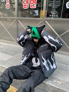 PCCVISION 3MAN0N提花黑绿灰毛线帽拼色针织帽刺绣拼接冷帽情侣男