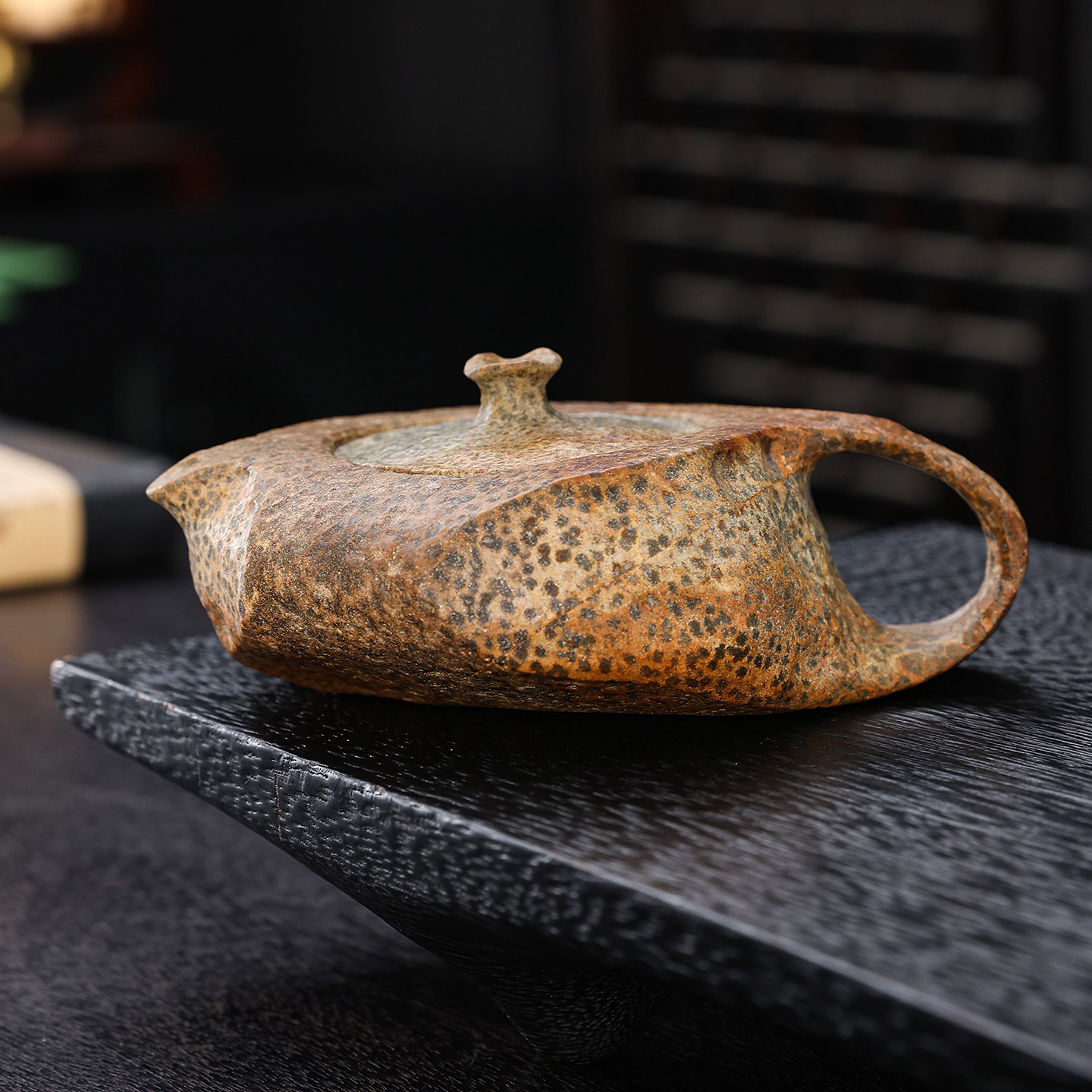 冰碛岩茶壶中式大师手作家用泡茶孤品石壶天然原石黄豹料功夫茶具