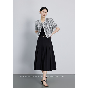 SKY张慧慧自制花色短袖小香风外套女2025夏季新款高级感薄款上衣