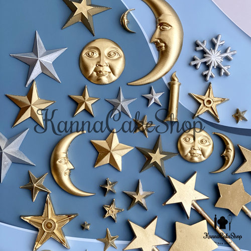 星星月亮轨硅胶模具翻糖滴胶粘土