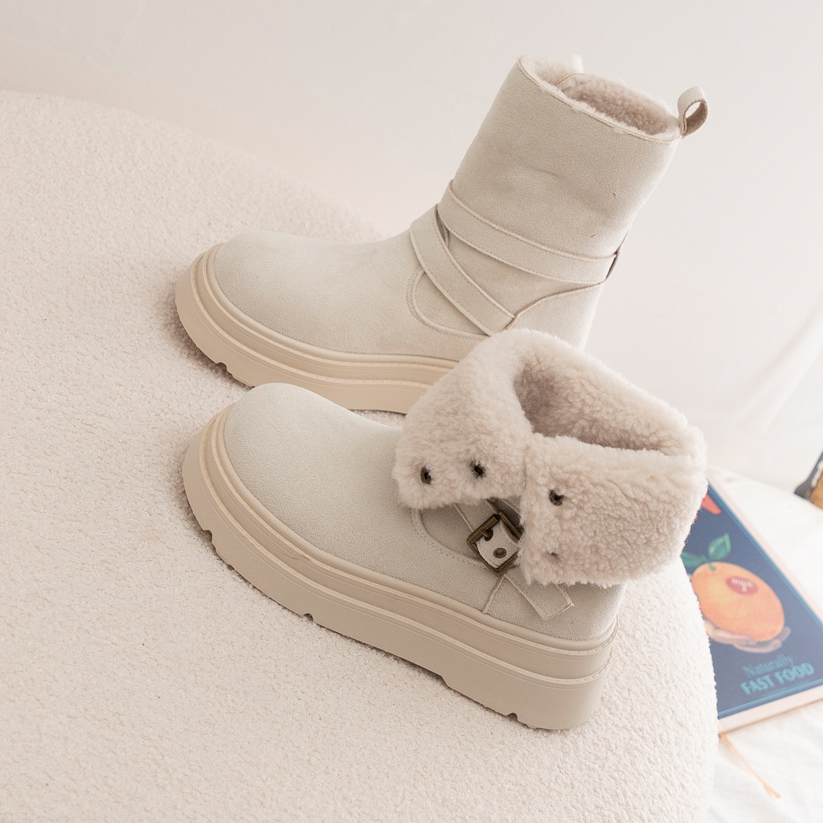 厚底加绒加厚两穿雪地靴女款2025新款冬季防水防滑靴保暖东北棉鞋