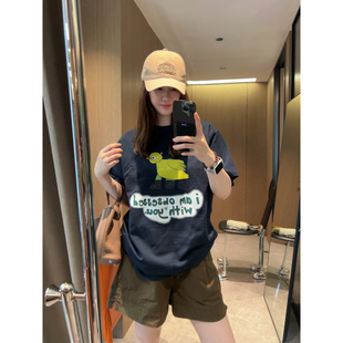 老蓝色鸭子印花宽松短袖 已售罄～2025夏季 帅气休闲 新款 T恤 女装