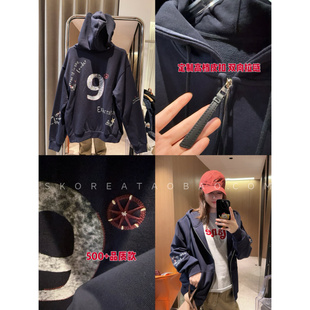 品质款 细节控bi入现货2026春秋百搭显瘦刺绣印花连帽拉链卫衣外套