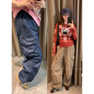 自留好版 女装 型降落伞料松紧腰宽松收裤 脚工装 现货2026春季 裤 新款