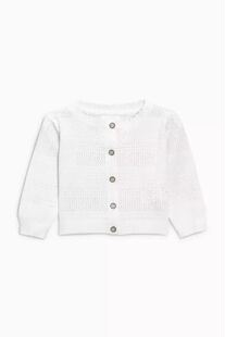 【现货】英国Next女童女宝宝秋天薄款白色开衫镂空线衫外套