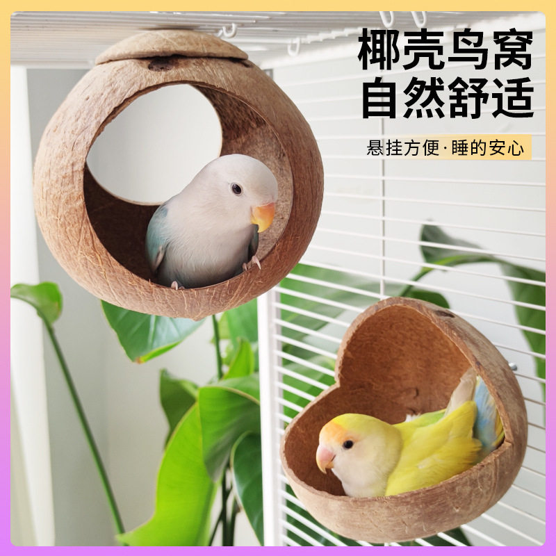 鹦鹉椰壳鸟窝椰子壳鸟窝夏季鸟窝挂窝鹦鹉窝牡丹鸟窝鸟巢工厂批发