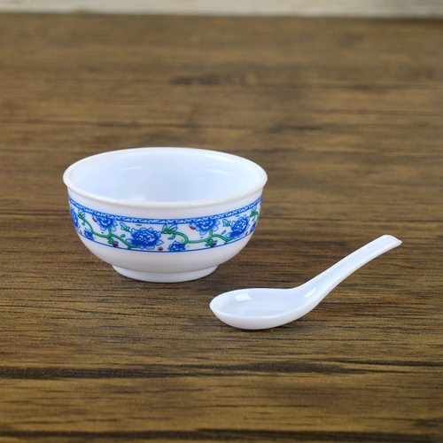 4cm仿真迷你青花碗空碗国风国潮DIY手工食玩Dollhouse微缩碗勺子
