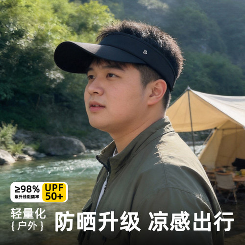 男士户外露营防晒帽夏季2026新款加大遮阳防紫外线运动透气空顶帽