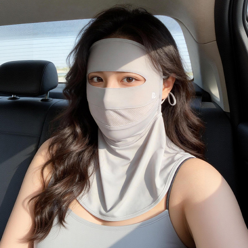 大码防晒面罩女遮全脸防紫外线夏季脸基尼冰丝透气护颈部遮阳口罩