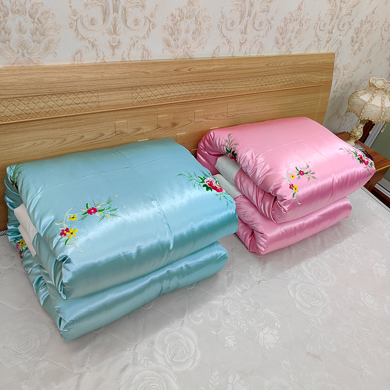 杭州真絲刺繡花手工棉花被子