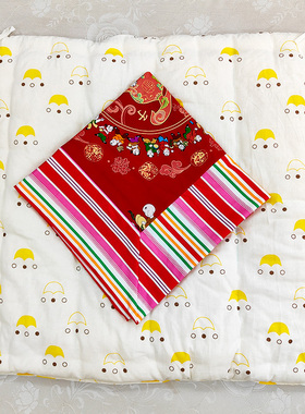 纯棉花婴儿小被芯加被套全棉宝宝新生儿包被红色春秋加厚冬被定做